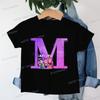 Clothes Child Girl KPop Demon Hunters Letters T-shirt for Children Cartoon Girls Boys Cotton Tee A-Z 26 Alphabet Kids Clothes