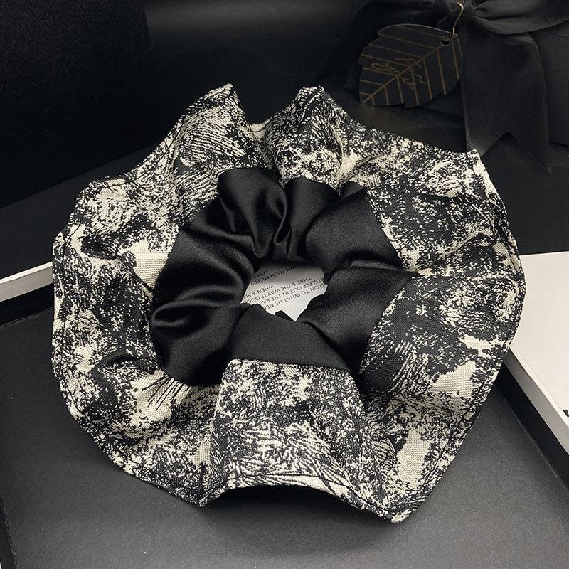 Elegant 2025 Chinese Ink Print Patchwork Hair Tie - Elastic Hair Accessory