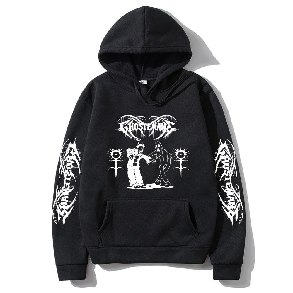 Ghostemane Gothic Graphic Hoodie Men Hip Hop Oversized Sweatshirt Male Vintage Clothes Mens Rock Streetwear Men's Casual Hoodies