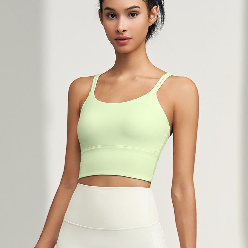 European-American Double Strap Yoga Camisole Bra with Fixed Cups