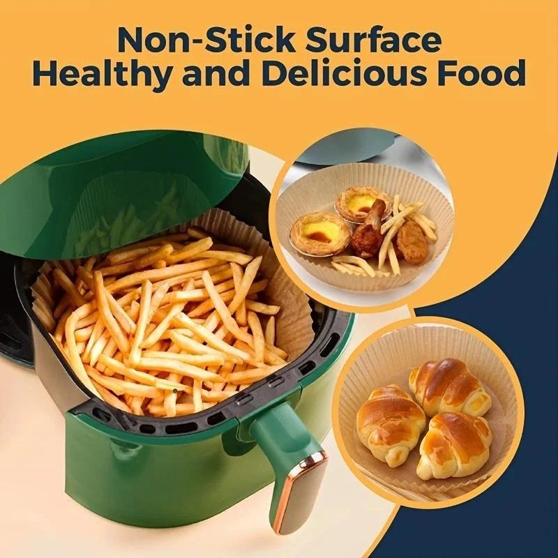 50/100pcs Air Fryer Paper Liners, Non-stick Disposable Liners, Baking Paper for Air Fryer Oil-proof, Food Grade for Baking