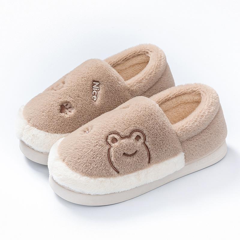 Padded Home Cotton Slippers for Women, Warm Thick-soled Fleece Shoes