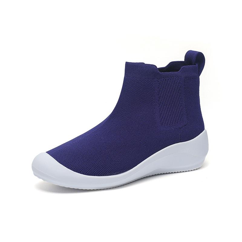 Bottines Chelsea Tricotées Ultra Légères Printemps pour Femmes Été Décontractées à Semelle Épaisse Tricotées Élastiques Chaussures de Sport 35-40