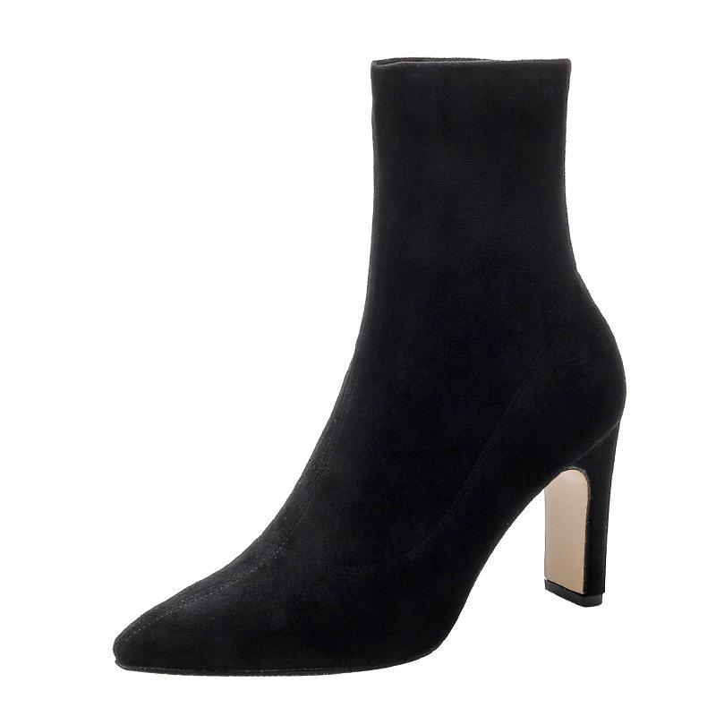 Martin Boots Women'S Spring And Autumn Boots High Heel Elastic Thin Boots British Style Short Boots Women