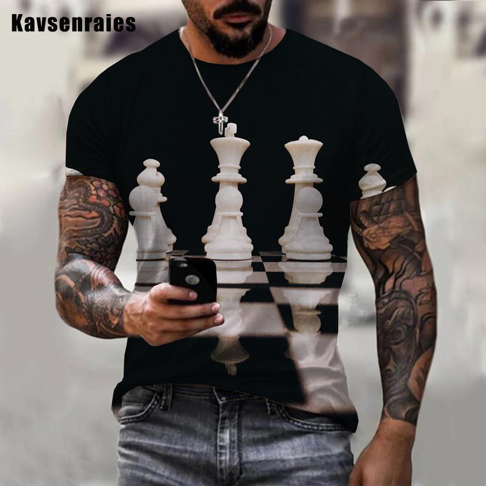 

Смішні шахи Шахівниця Чорно-біла Чоловічі футболки з 3D-принтом Літо Harajuku Повсякденний вуличний одяг Трійники унісекс Одяг великого розміру 6XL