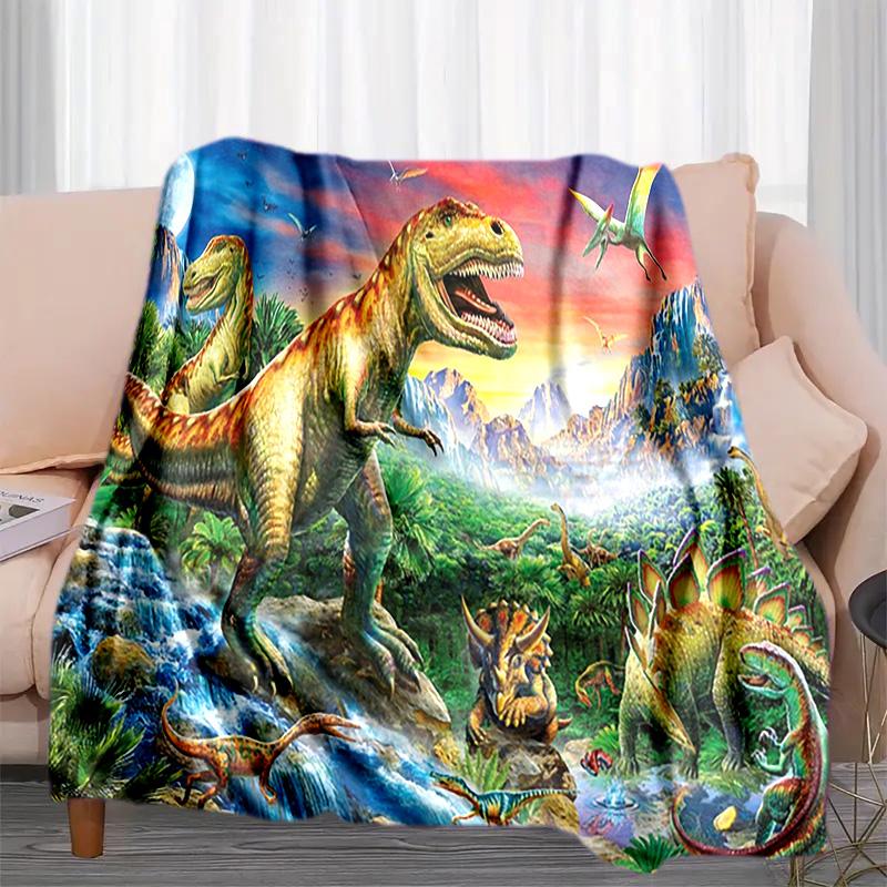 Dinosaur Adventure Blanket Perfect All Seasons Soft Comfortable Sofa Office Nap Travel Birthday Gift Christmas Present