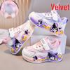 Warm Fleece Toddler Walking Shoes, Soft Sole, Comfortable, Cute Cartoon Design, Girls' Casual Sports Shoes.