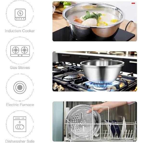 Germany Multifunctional Stainless Steel Basin,Multi Stainless Steel Basin with Grater Vegetable Cutter Slicer Grater Strainer Drain Basket Salad