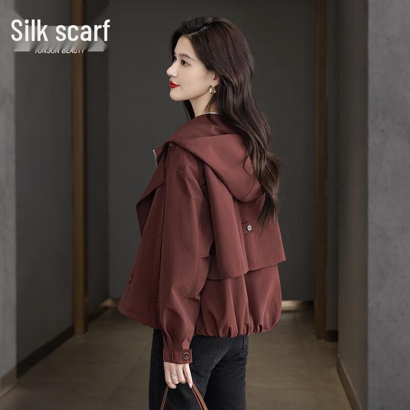 

Women s Petite Loose Hooded Casual Jacket L