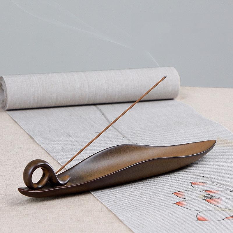 9" Length Incense Stick Holder with 3 Holes, Ceramic Incense Ash Cather for Counters, Meditation Room, Yoga, Home, Office