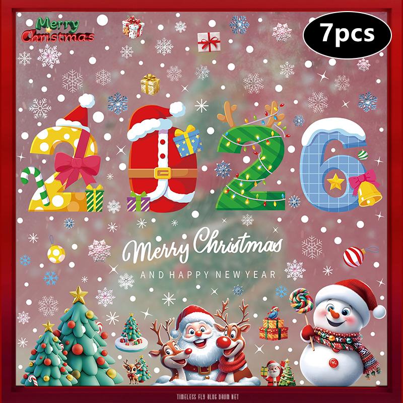 Creative Christmas Decorations, Electrostatic Stickers, Shop Window Decorations, Christmas Decorative Glass Stickers