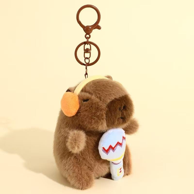 Cute Music Band Capybara Plush Keychain Toy Cartoon Capybara Soft Guinea Pig Fluffty Animal Doll for Backpack Birthday Valentine