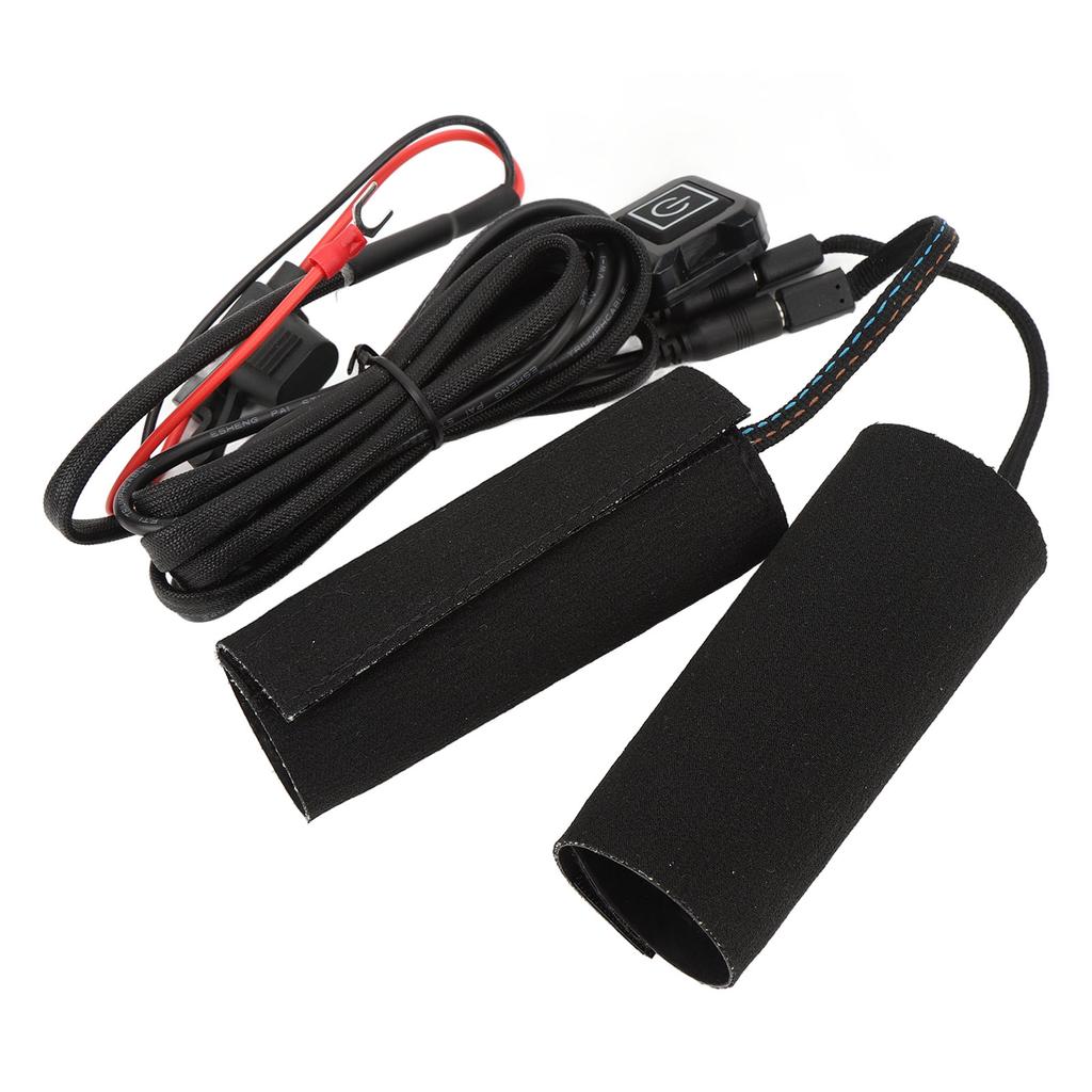 Motorcycle Heated Grip Cover 12V IP67 Water Resistant 3 Temperature Setting Hook and Loop Closure Mo