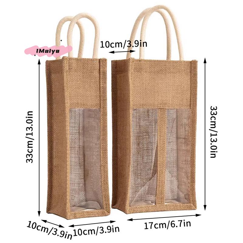 M-1Pc Red Wine Handbag Gift Box with Window And Handle Single Double Bottle Champagne Packaging Bag Wedding Favors for Guests