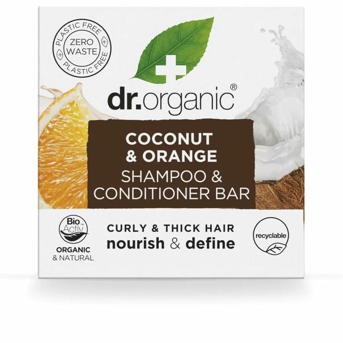 

2-in-1 shampooing et après-shampooing Dr.Organic Coconut and Orange 75 g Solide