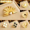 DIEYURO 316L Stainless Steel Gold Colour Radiant Pearl Flower Rhombus Ring For Women Fashion New Finger Ring Jewelry Gift Party