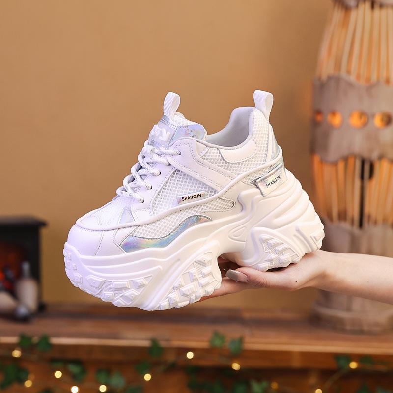 

Inner height increase dad shoes women s summer 2025 new leather platform small women s sports casual shoes 39 белый