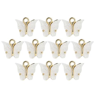 10 Stück Schmetterlingsform Anhänger Schmuck Halskette Armband Ohrring Basteln Zubehör Rosa Weiß
