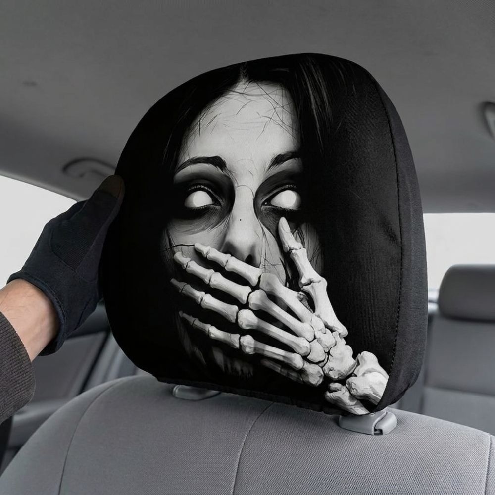 2 ks Polyesterový Kryt s Děsivým Obličejem Ducha na Auto Dekorace Interiéru Auta