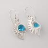 Natural Swiss Blue Topaz Gemstone Silver Earring 1.5" , 925 Sterling Silver Jewelry, Topaz Earring For Gift CE-26-15
