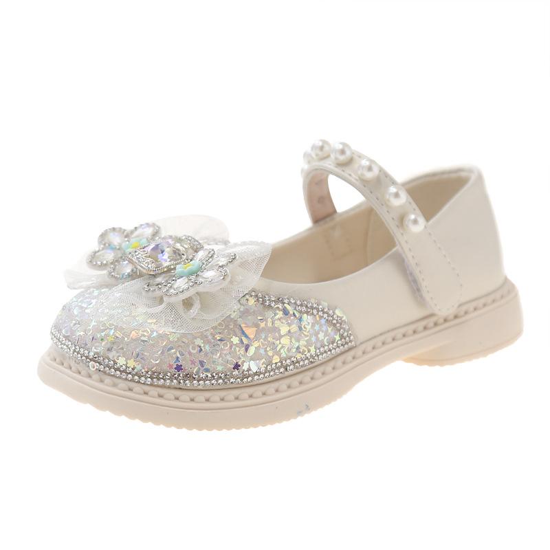 

Кожаные туфли для девочек, детские туфли принцессы с кристаллами, новинка осени 2025 года, повседневные туфли для девочек со стразами, туфли для выступлений для девочек 26-30 yards 5 pairs in one hand белый