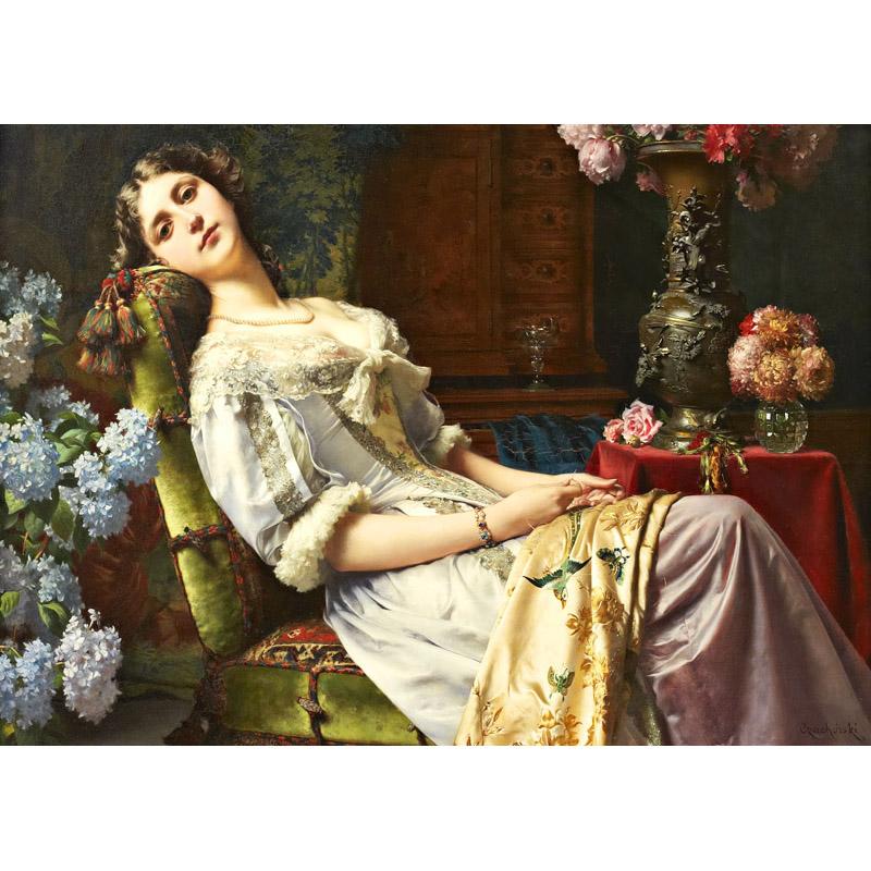 Europa Mädchen Malerei Vintage Ölgemälde auf Leinwand Wandkunst Drucke Klassische Poster und Drucke für Wohnzimmer Kein Rahmen