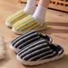 Vertical striped simple wool slippers autumn and winter home warm thick bottom velvet couple outdoor cotton slippers