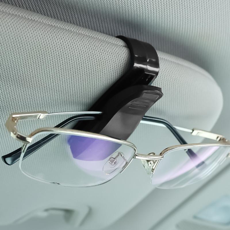 1-4pcs Car Glasses Holder Built-in Sponge Stand Sunglasses Clip Card Ticket Fastener 180°Double Buckle Auto Interior Accessories