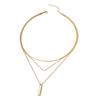 Women Multi Layer Metal Bar Clavicle Chain Pendant Necklace Adjustable Chain Necklace for Jewelry Party Gift