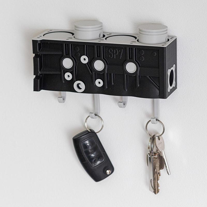 Key Holder For Wall Engine Block Key Holder With Moving Pistons Fun & Functional Automotive Decor For Car Enthusiasts Mechanics