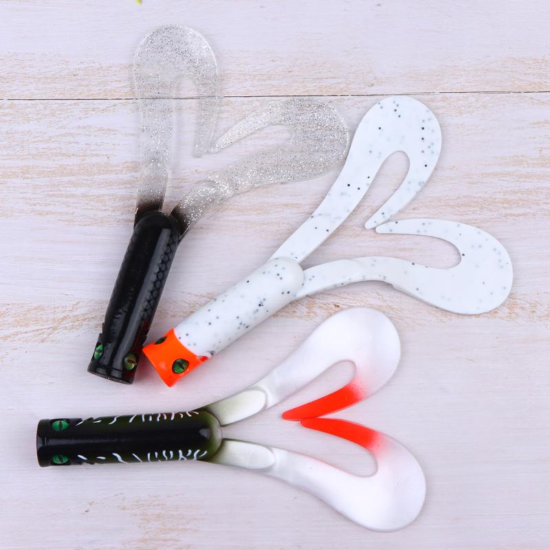 2Pcs/Set 175Mm 36.7G Twin Tail Trailer Silicone Soft Fishing Lure Trailer Worm Bait Soft Lure For Perch Zander Pike Fish