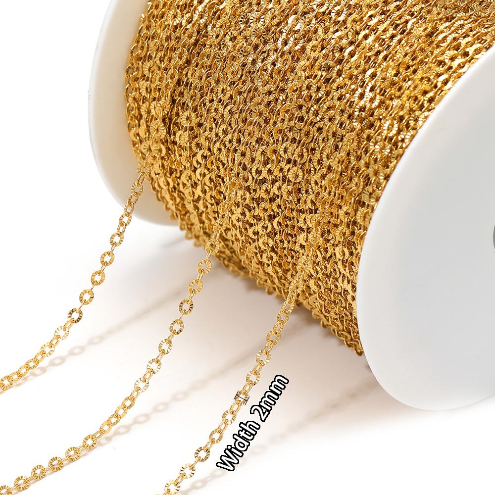 2Meters Stainless Steel PVD Gold Textrued Cable Chain for DIY Girls Necklace Women Bracelet Jewelry Earrings Making Supplies
