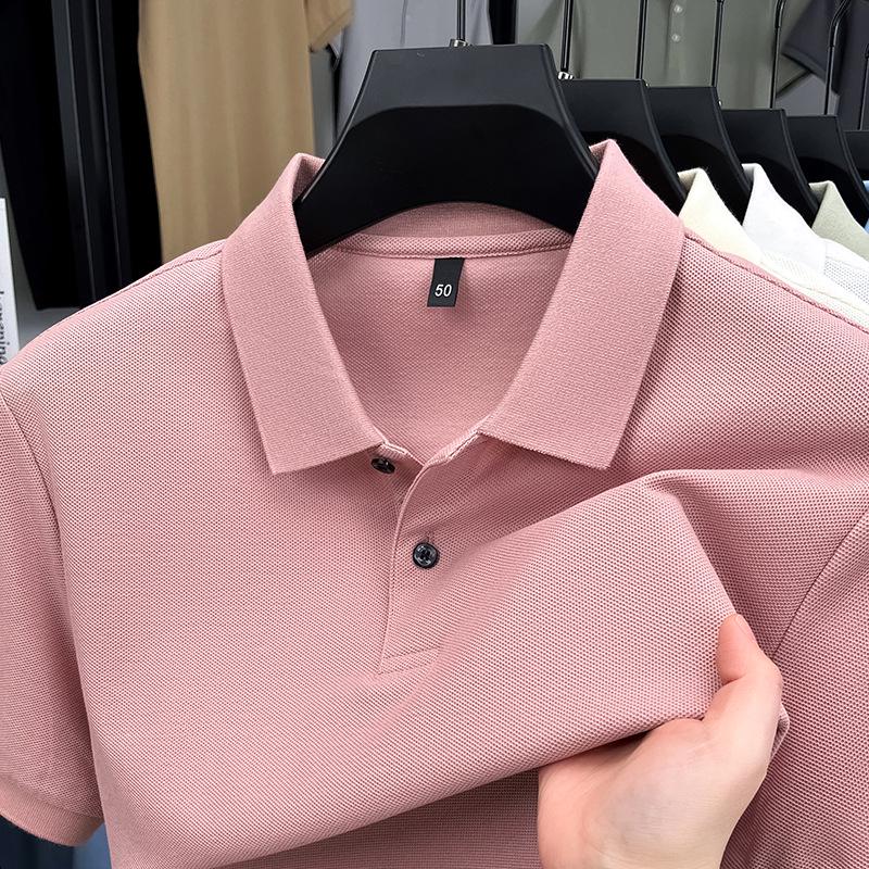Men's Summer 2025 Pure Cotton Short Sleeve Lapel T-shirt