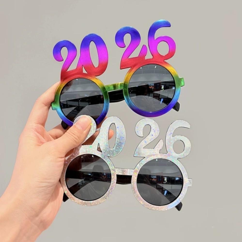 Sweet 2026 Happy New Year Glasses Cute New Year Decorative Sunglasses Christmas Supplies