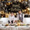 2D Luxury Black Gold Birthday Banner for Night & Adult Themed Parties