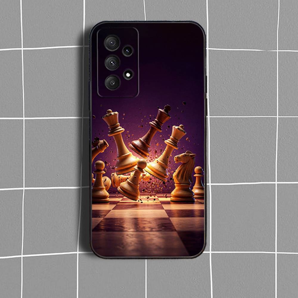 C-Chess Board-ES Phone Case For Samsung Galaxy A73,31,32,72,41,53,52,71,22,5G,Note,J7,8,9 Soft Black Cover
