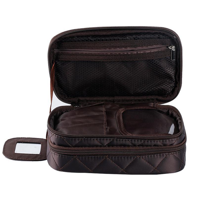 Double-Layer Diamond Waterproof Travel Cosmetic Bag - Large Capacity Nylon Storage Box