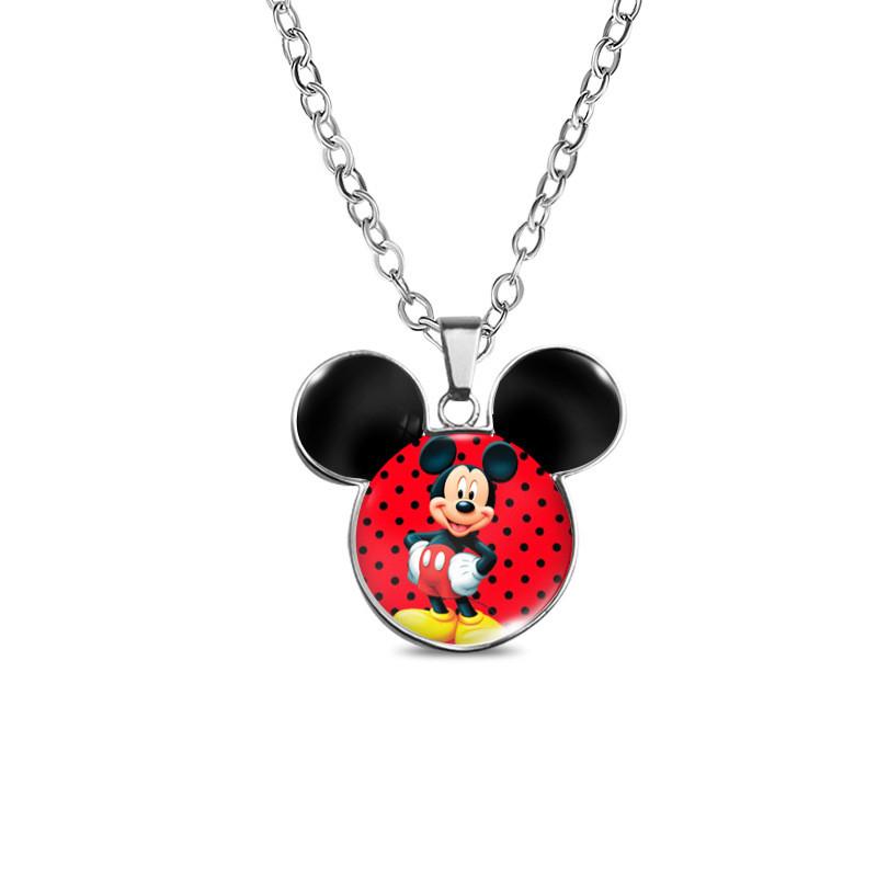 Vintage Mickey Minnie Cartoon Stijl Ketting Met Retro Edelsteen Hanger Voor Unieke Mode