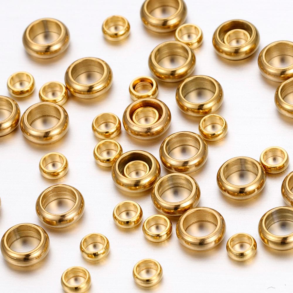 50pcs/lot Stainless Steel Spacer Beads 2-10mm Bead Big Hole Charm Beads for DIY Jewelry Bracelets Making Findings DIY Crafts
