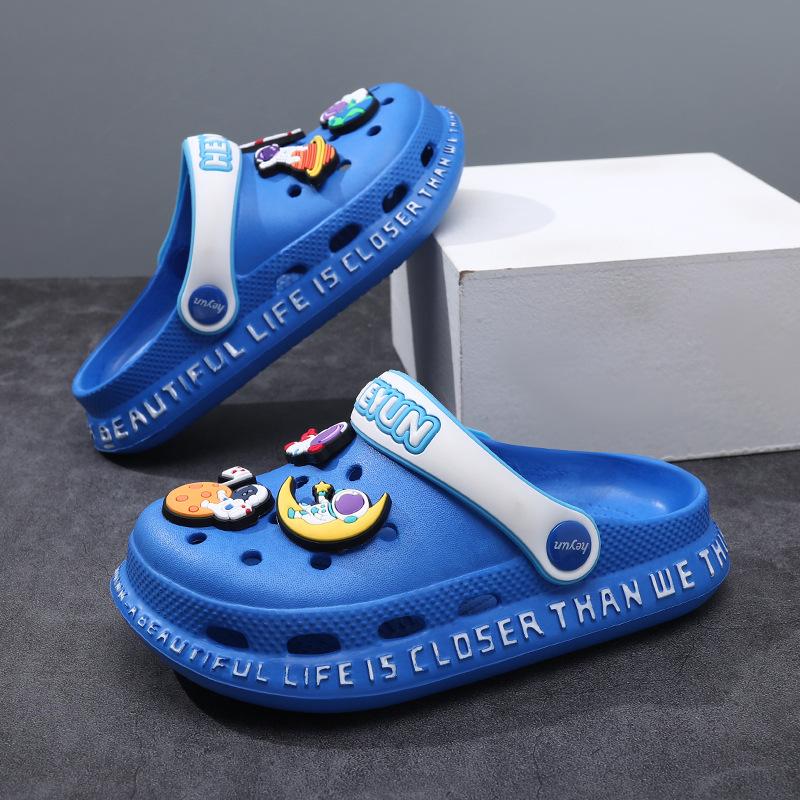 Stylish Kids Summer Hole Shoes With Cartoon Patterns Soft Eva Material For Comfort