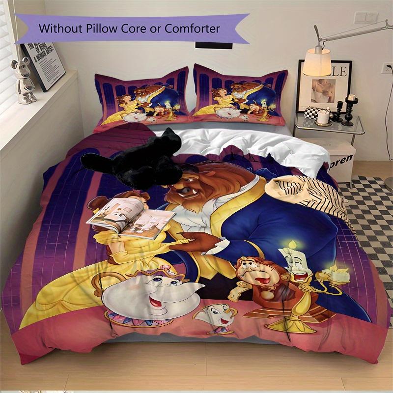 3pcs Beauty and the Beast Quilt Set - Soft and Comfortable Bedroom, Guest Room and Dorm Decor Bedding Set 1 Quilt Cover + 2 Pillowcases.B008