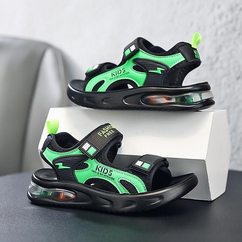 

Спортивные босоножки с воздушной подушкой, с открытым носком, для мальчиков, средние, детские, пляжные, для мальчиков, новая обувь, сандалии на мягкой подошве, для детей старшего возраста 39