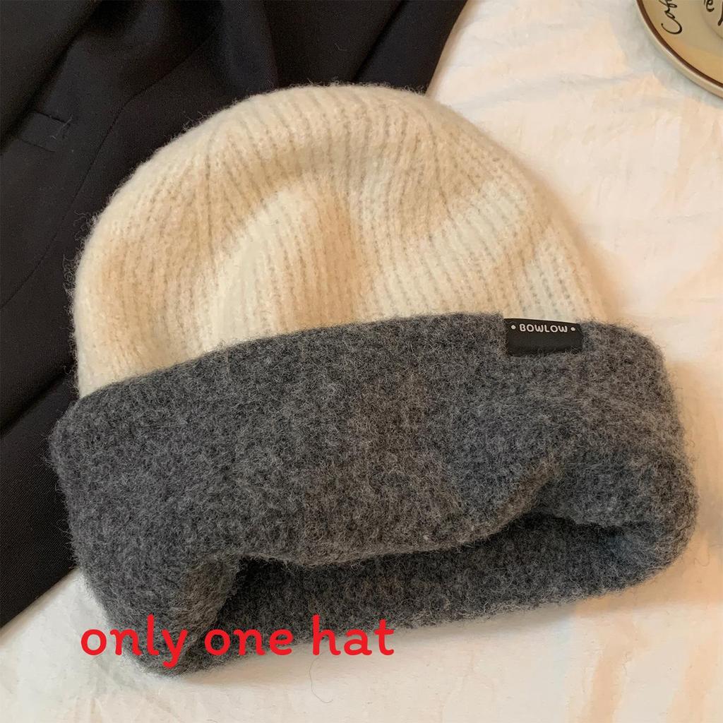 Wool Blend Letter Knitted Hat For Women Winter Cold Weather Warmth