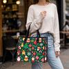 Christmas Pattern Tote Bag Large Capacity Portable Shoulder Shopping Bag for Holiday Daily Use