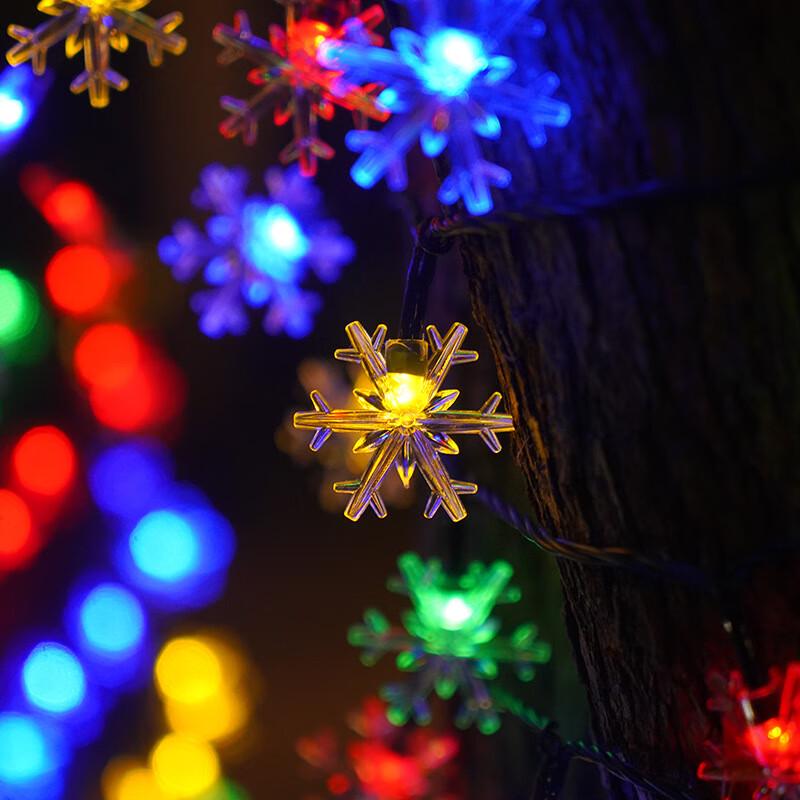 HEIXIE Solar LED Snowflake String Lights
