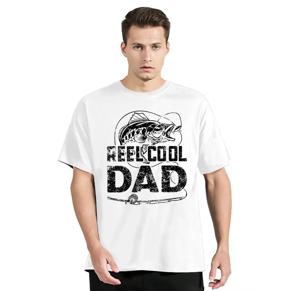 Reel Cool Dad Print Classic T-shirt Mens Clothing Fishing Rod And Fish Graphic T Shirt Fashion Casual Tops O-neck Tshirt