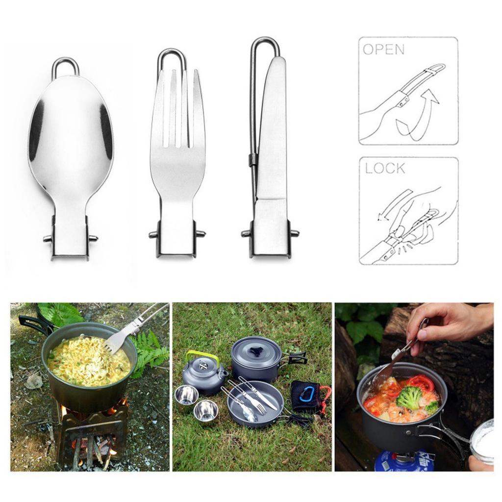 Travel Tableware Set Collapsible Reusable Camping Tableware Easy To Clean Stainless Steel Save Space Reusable for Camping