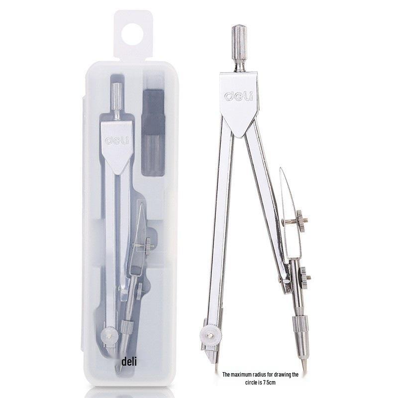 Deli Metal Professional Drawing Compass & Ruler Set for Students 8601 2-Piece Set with Compass
