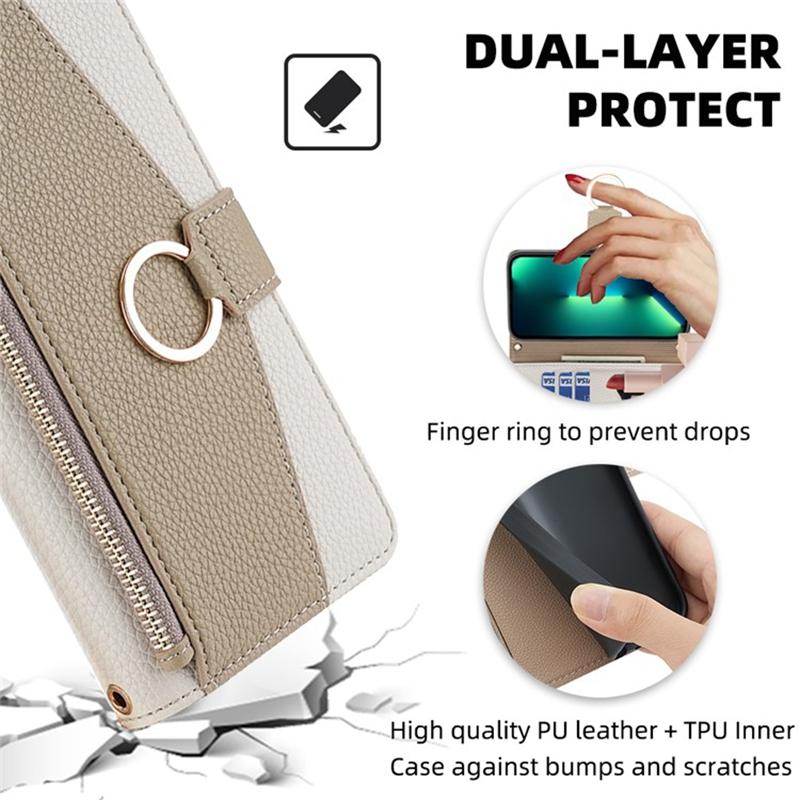 For Samsung Galaxy A32 4G (EU Version) Case PU Leather Wallet Cover with Crossbody Shoulder Strap