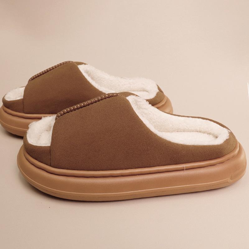 New open-toe cotton slippers indoor home warm plush non-slip plush cotton slippers